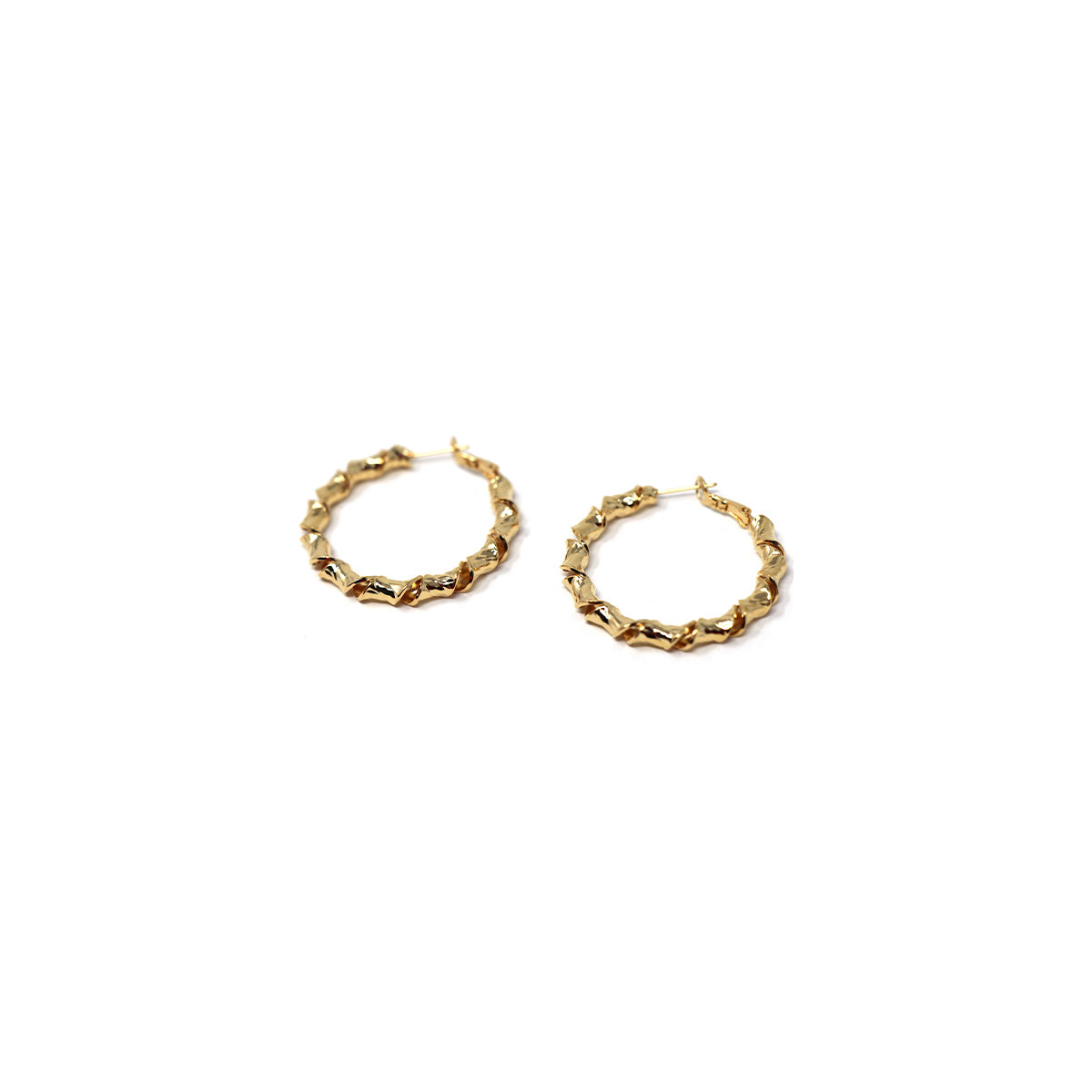 14K Gold Dipped Twisted Hoop Earrings