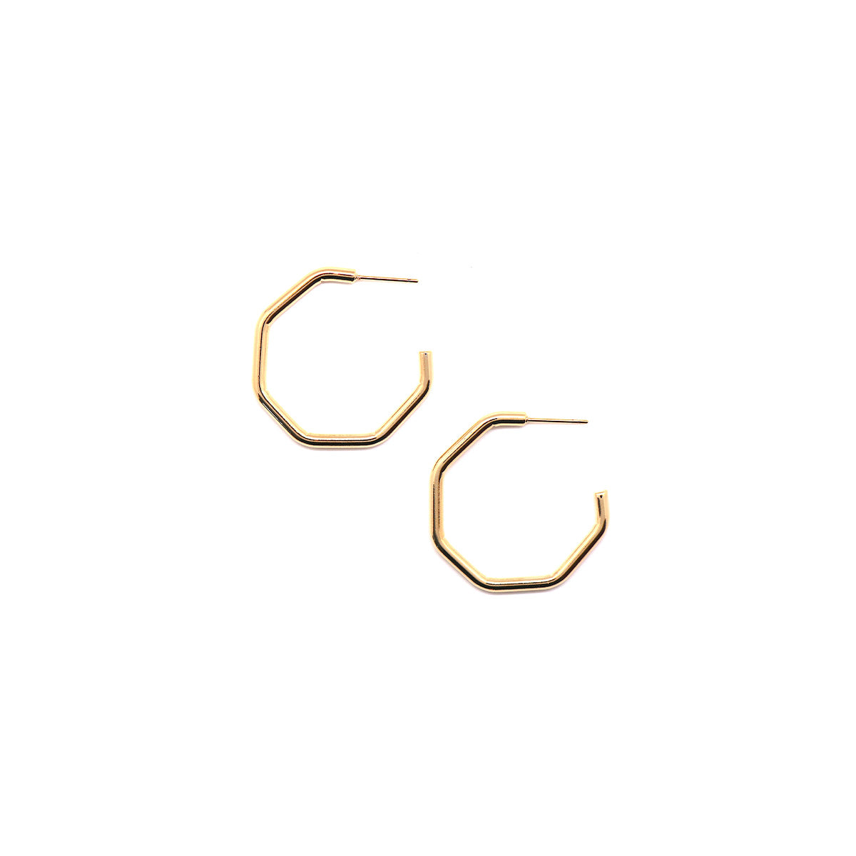 1" gold octagon hoop earrings