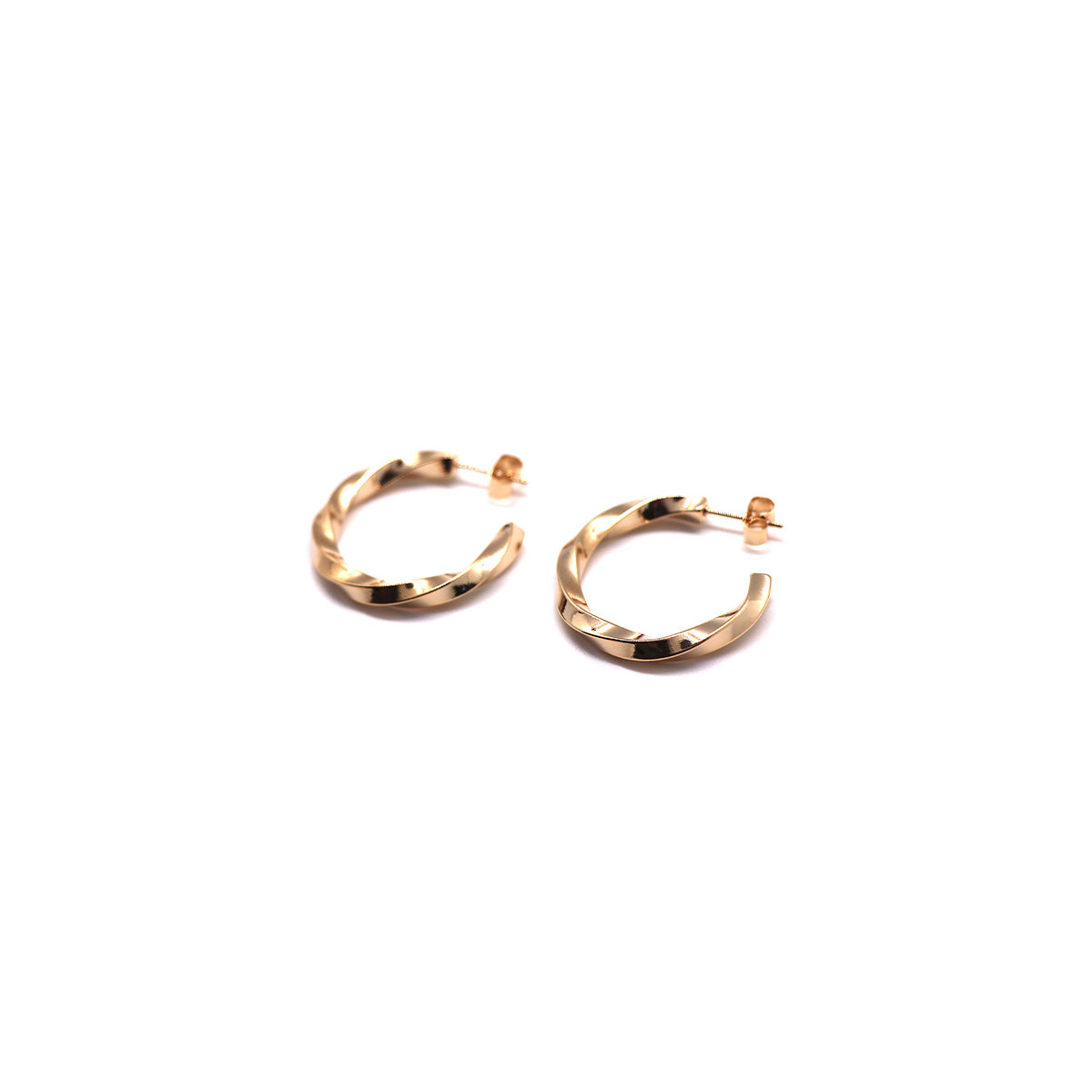 1" and 1.5" Twisted gold hoop earrings