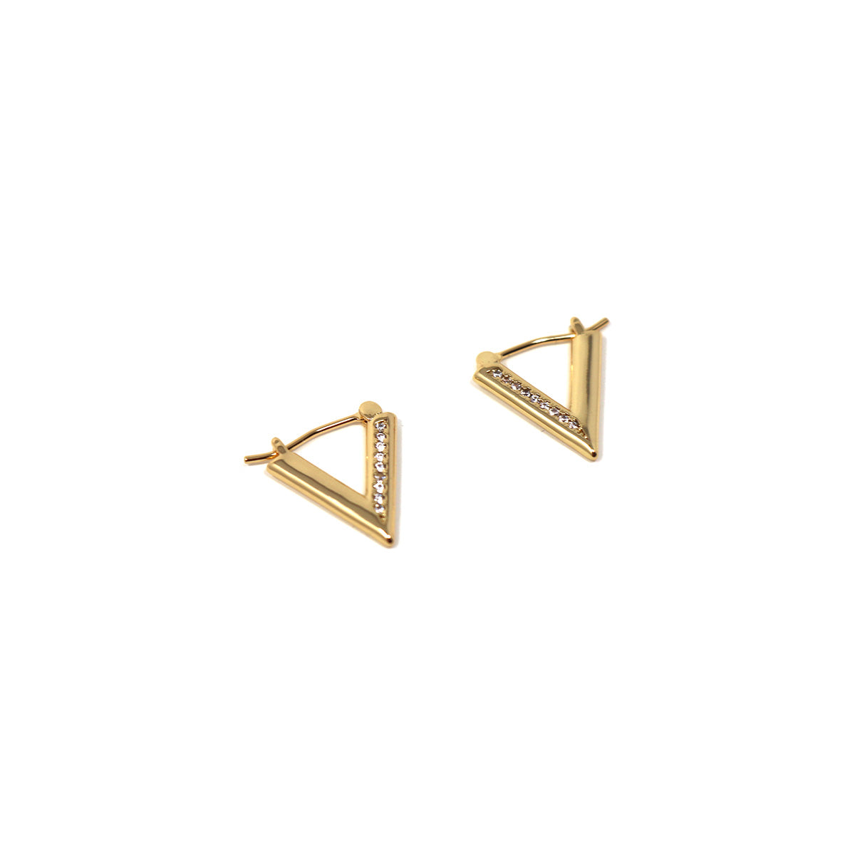 14K Gold Dipped Triangle CZ Earrings