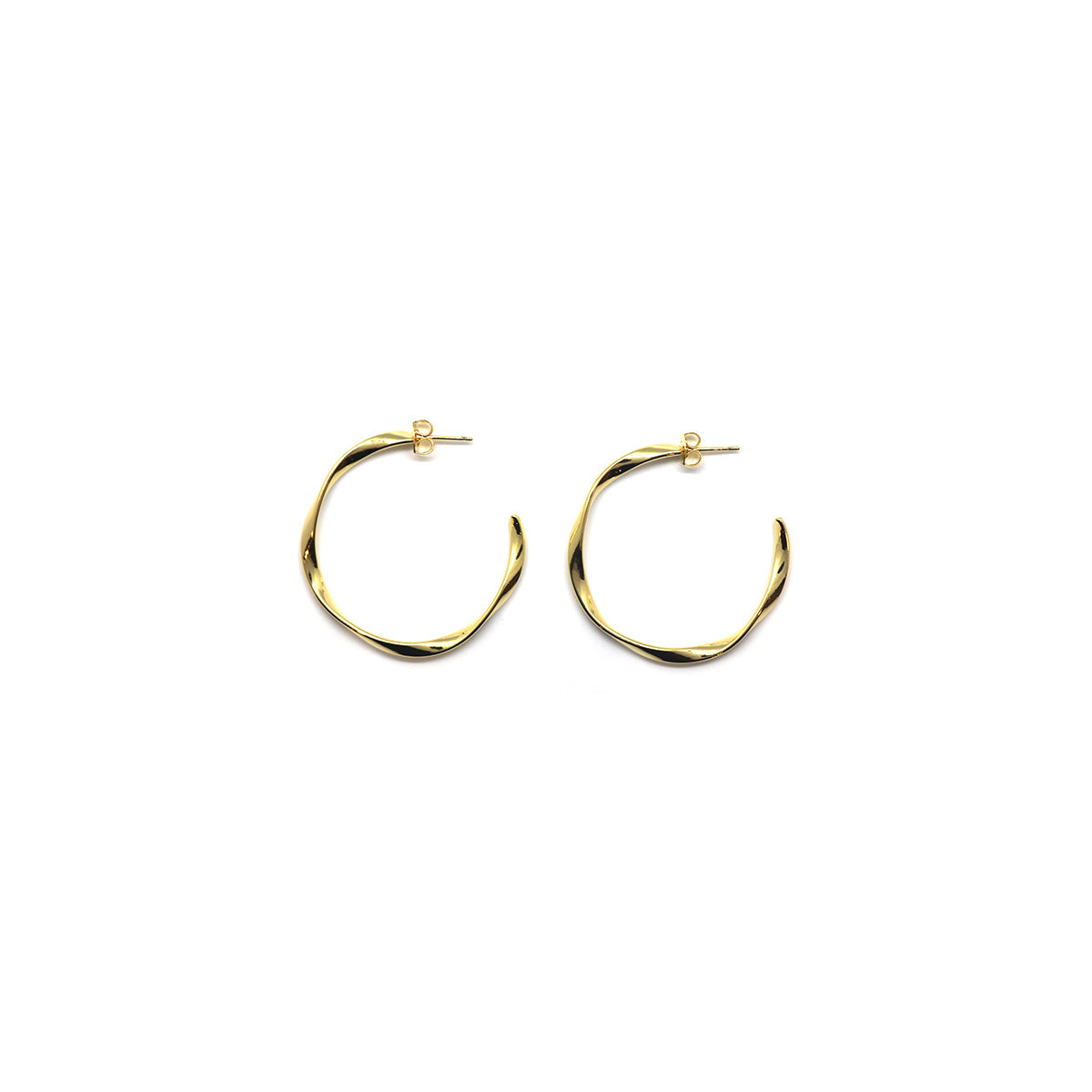 1" twisted half hoop gold earring
