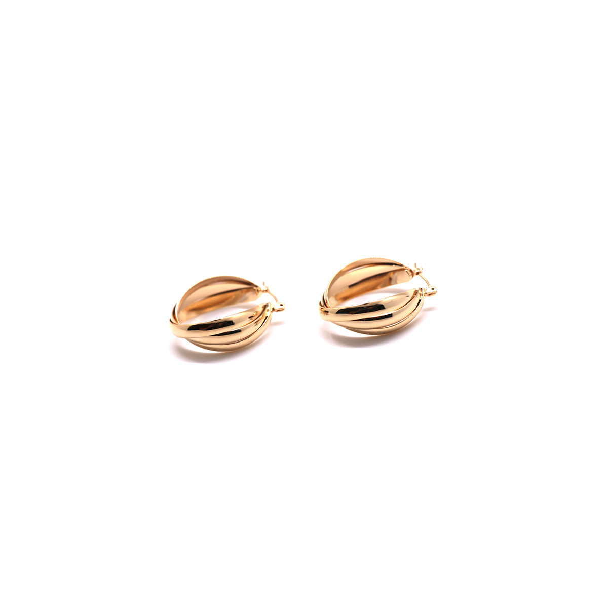 14K Gold Dipped Chunky Gold Swirl Hoop Earrings
