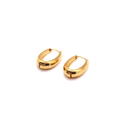 14K Gold-dipped Oval Teardrop Hoop Earrings