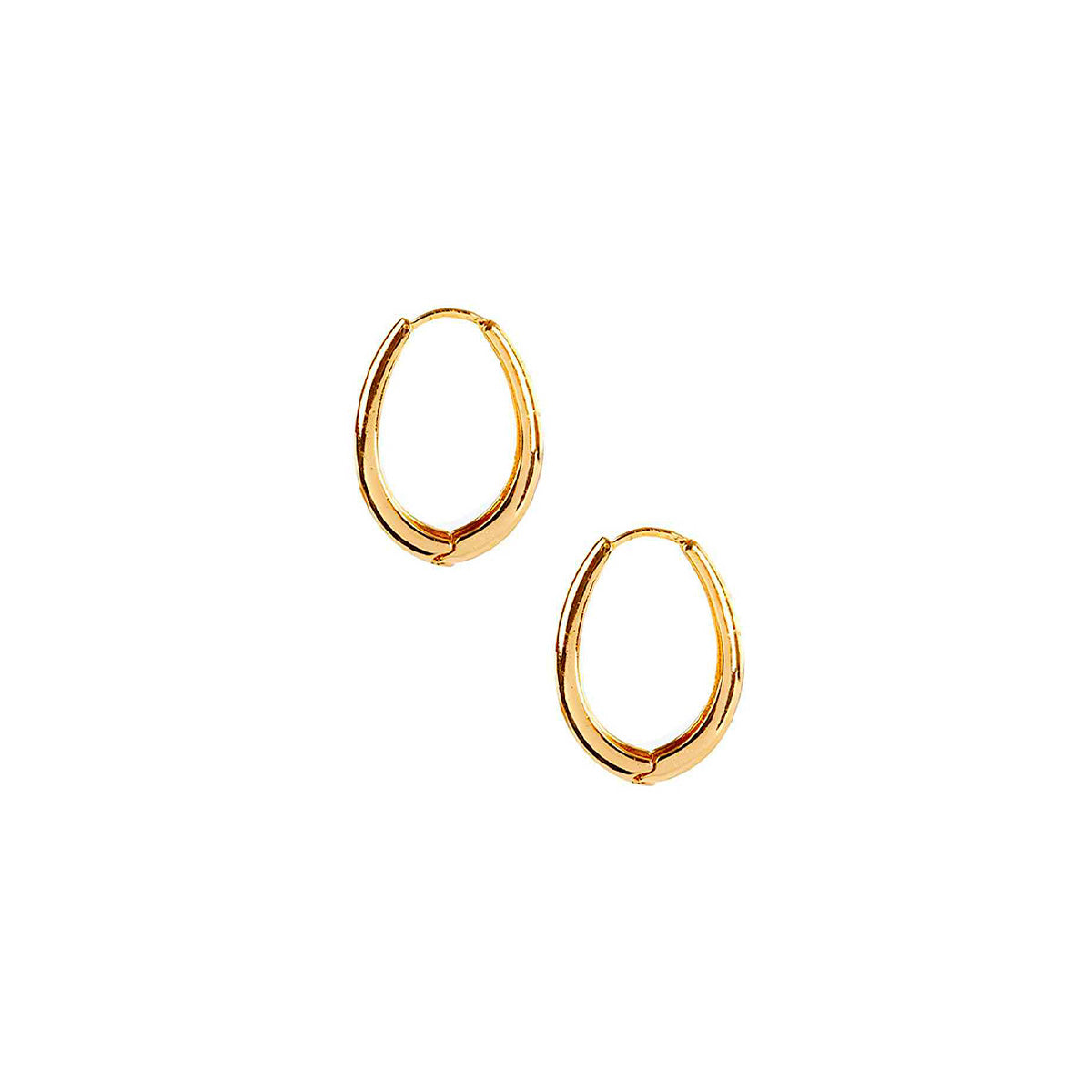 14K Gold-dipped Oval Teardrop Hoop Earrings