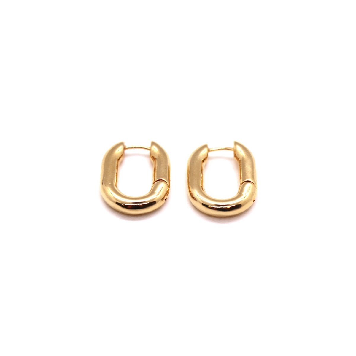 14K Gold Dipped Chunky Oval Hoop Earrings