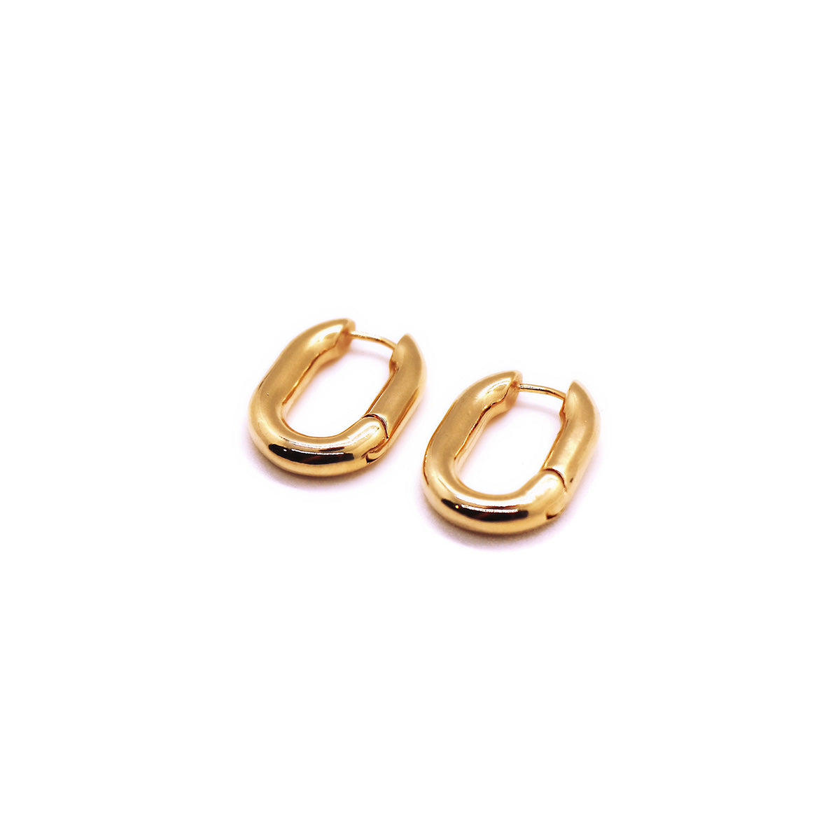 14K Gold Dipped Chunky Oval Hoop Earrings