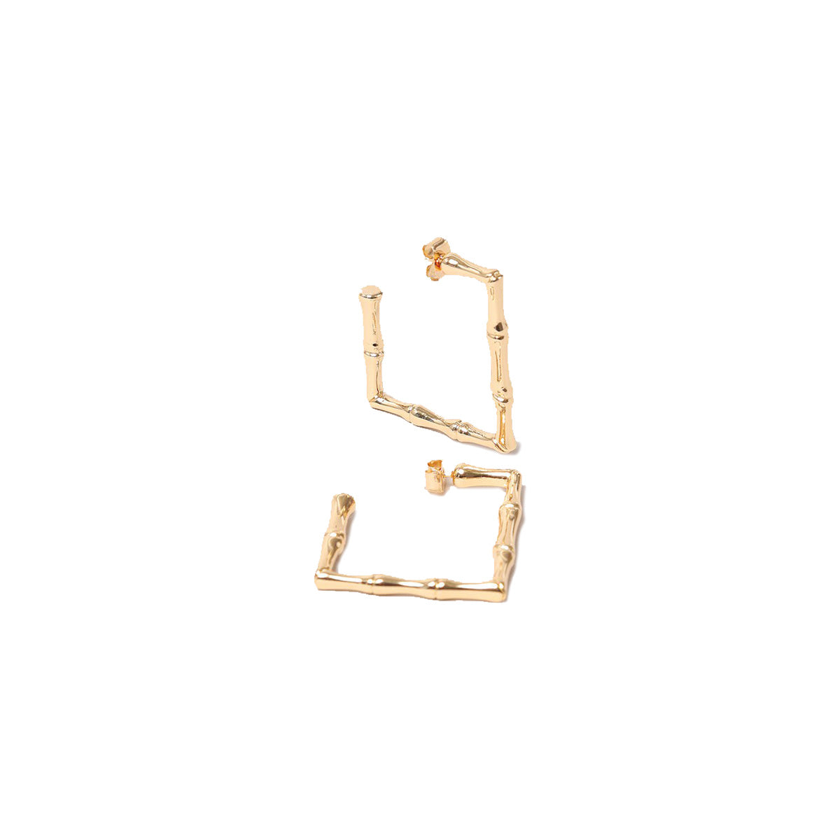 14K Gold Dipped Squared Open Hoop Earrings