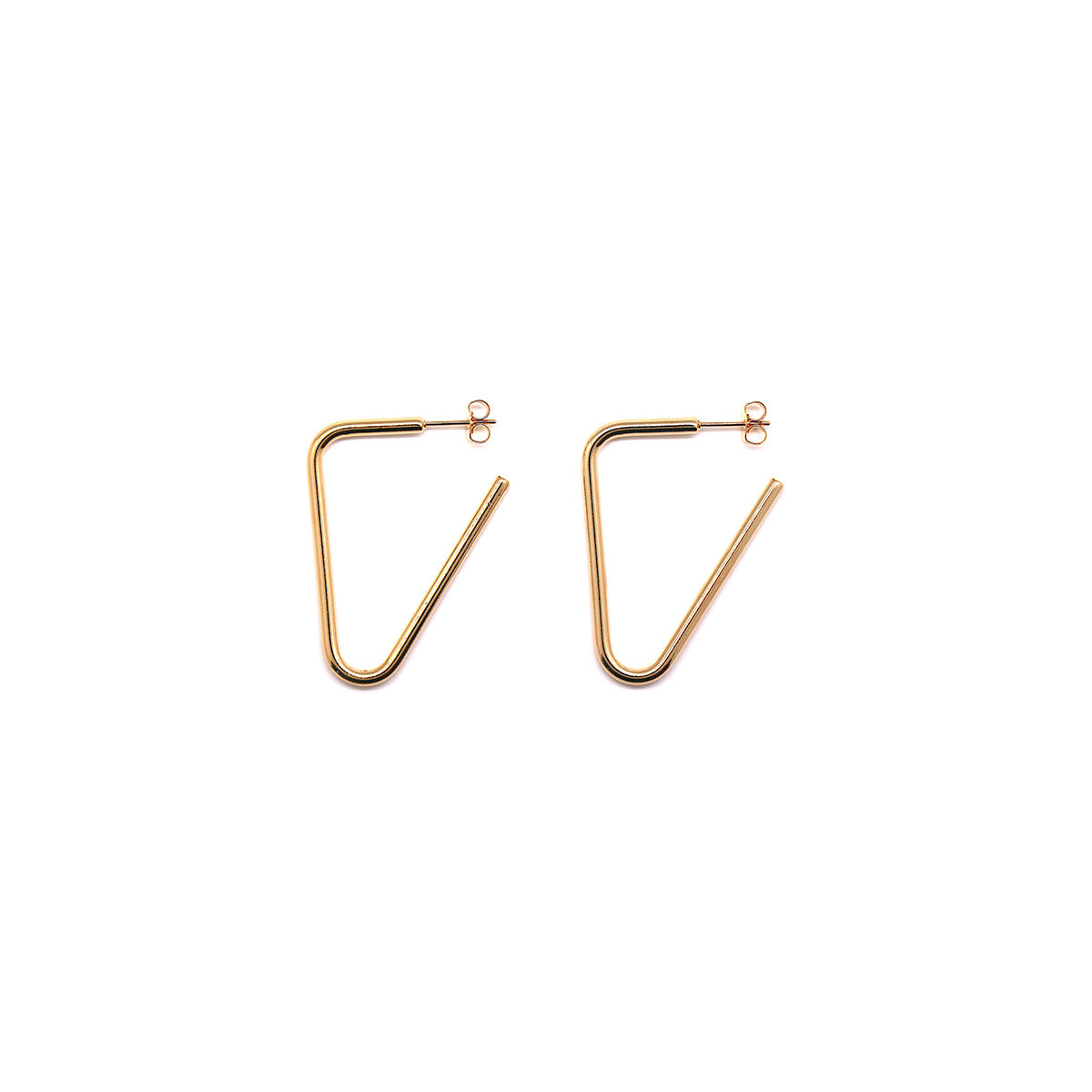 14K Gold Dipped Geometric Open Triangle Hoop Earrings