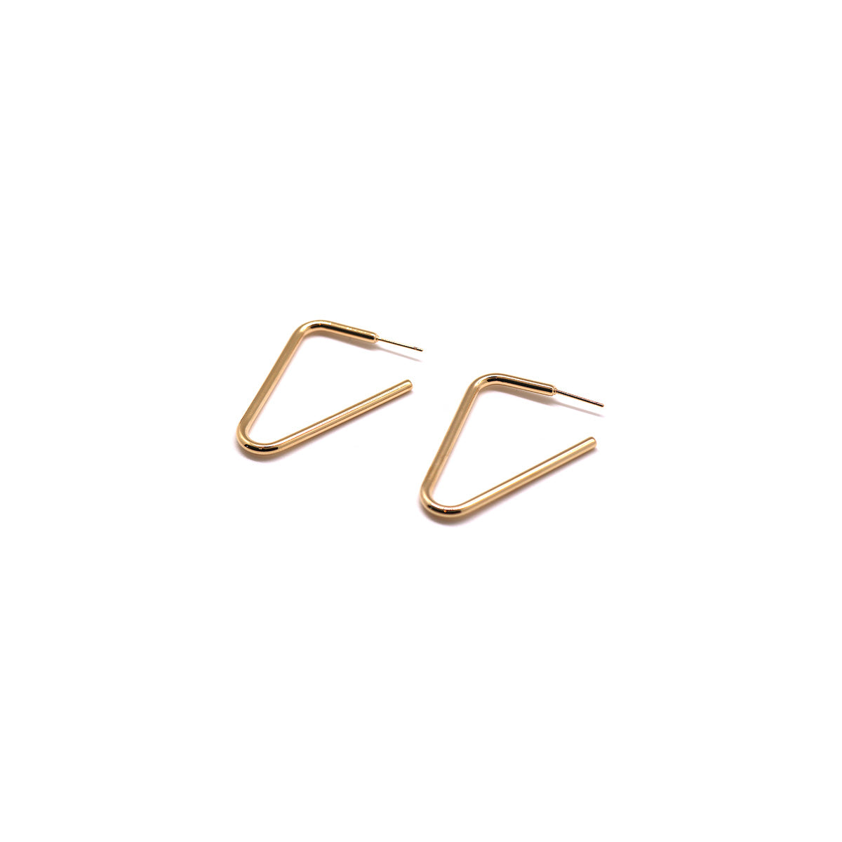 14K Gold Dipped Geometric Open Triangle Hoop Earrings